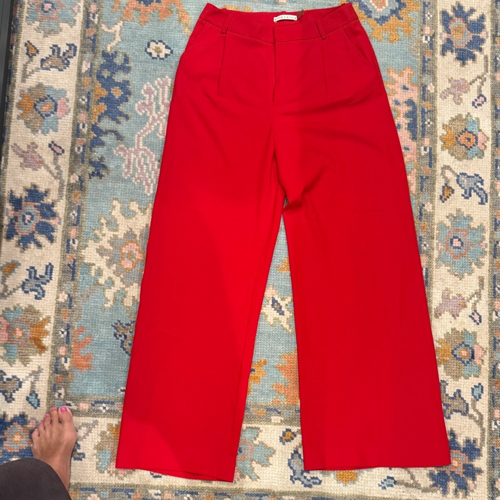 Alice + Olivia Vibrant Red Wide Leg Pants